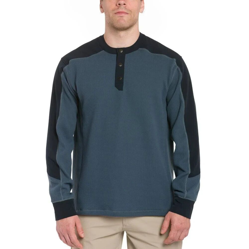 Grundens Eddy Sweater Henley Snap Button Workwear Gray Black Crewneck Men 2X XXL